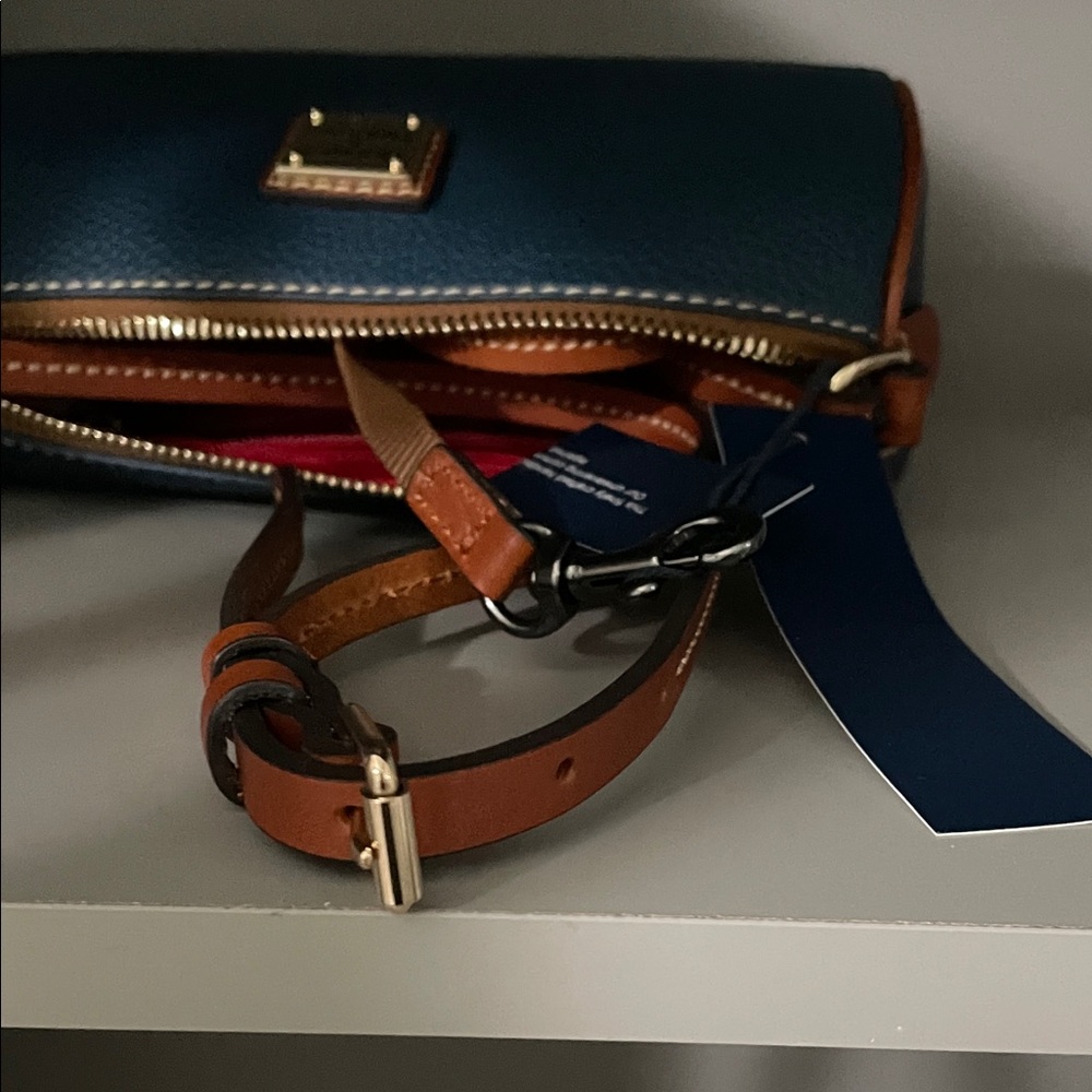 Dooney & Bourke Blue Leather Crossbody with Brown Trim. **NWT** - Picture 5 of 7